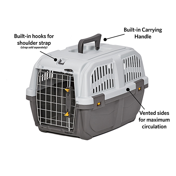 Midwest Skudo Plastic Travel Carrier for Dogs 21.5 L X 14 W X 13.75 H Gray X-Small 